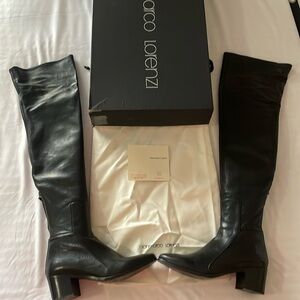 Gianmarco Lorenzi over the knee black leather boots size 39/9.